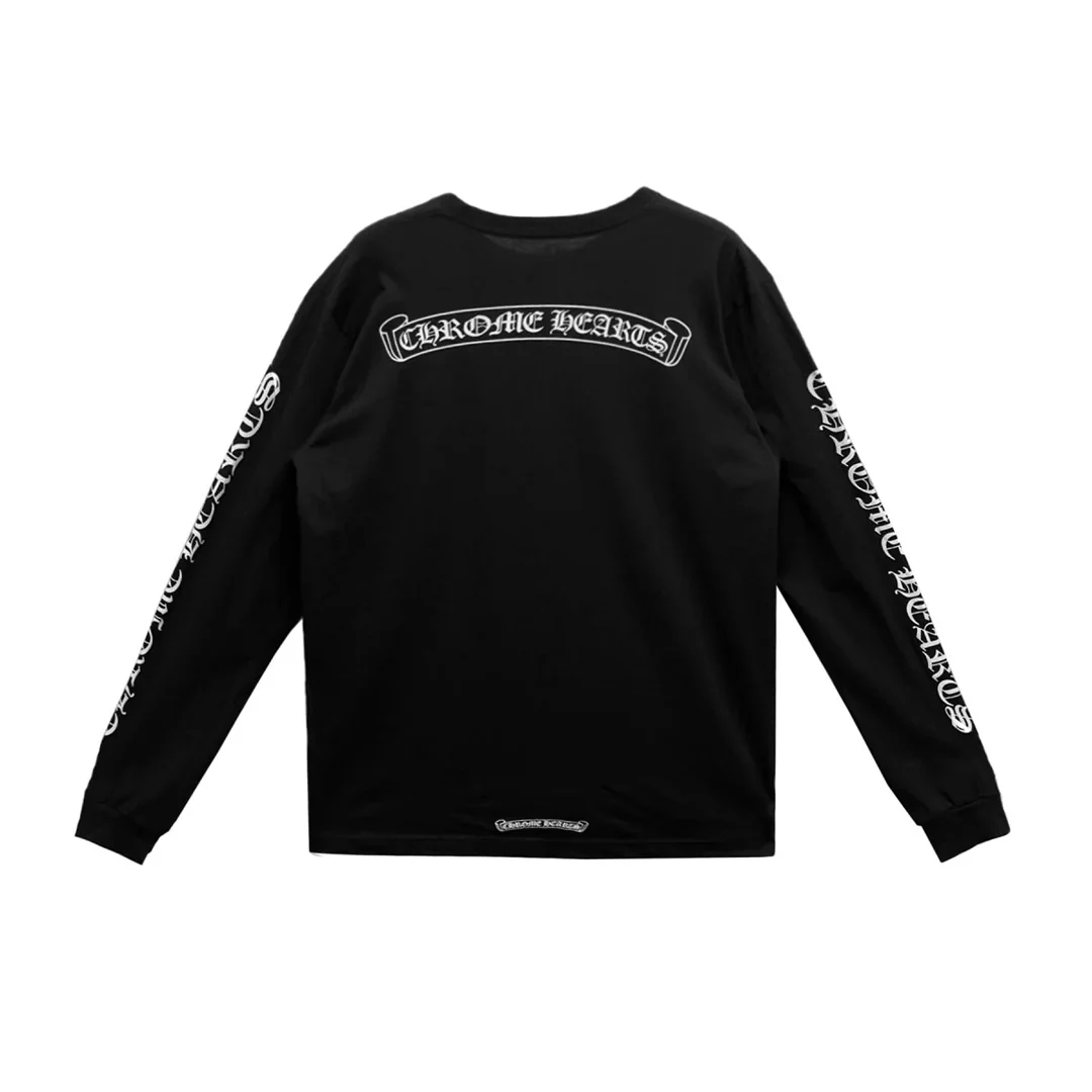 Chrome Hearts Scroll Logo Long Sleeve T-Shirt Black - Image 2