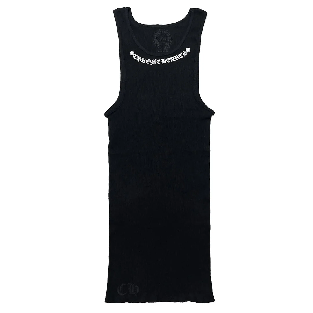 Chrome Hearts Scroll Neck Logo Rib Tank Top Black