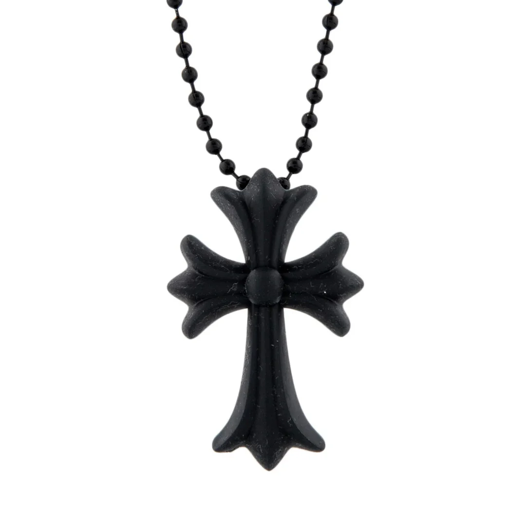 Chrome Hearts Silichrome Cross Necklace Black