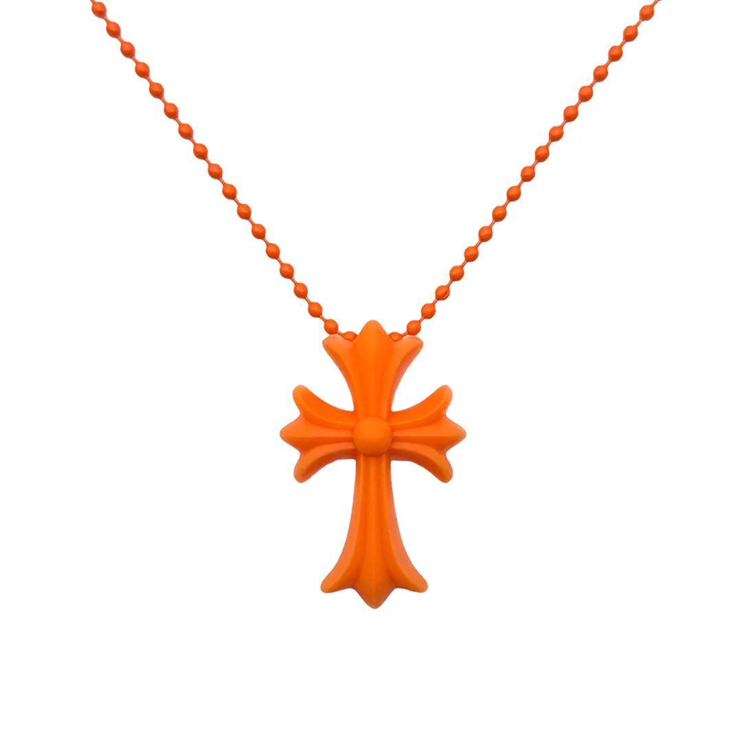 Chrome Hearts Silichrome Cross Necklace Orange