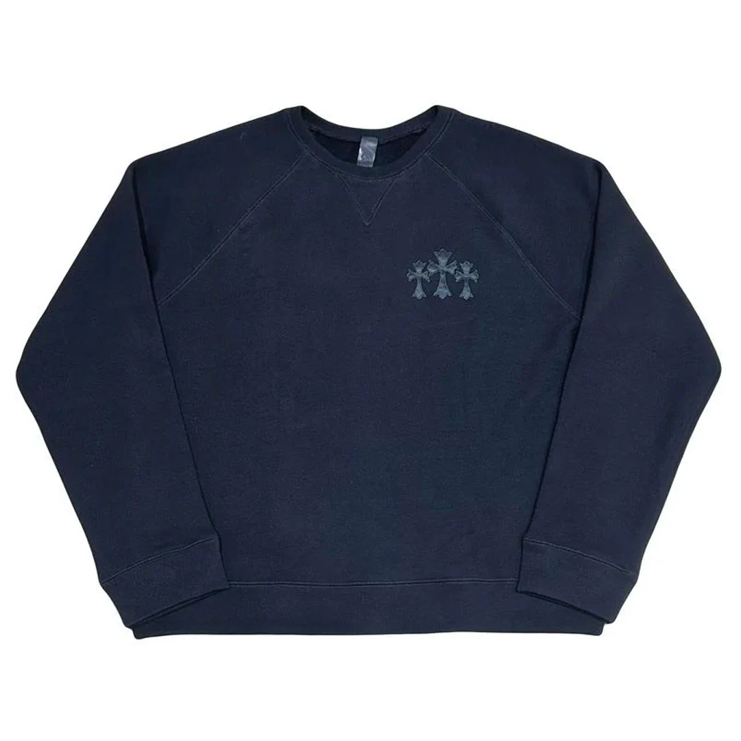 Chrome Hearts Triple Cross Nylon CH Logo Crewneck Black