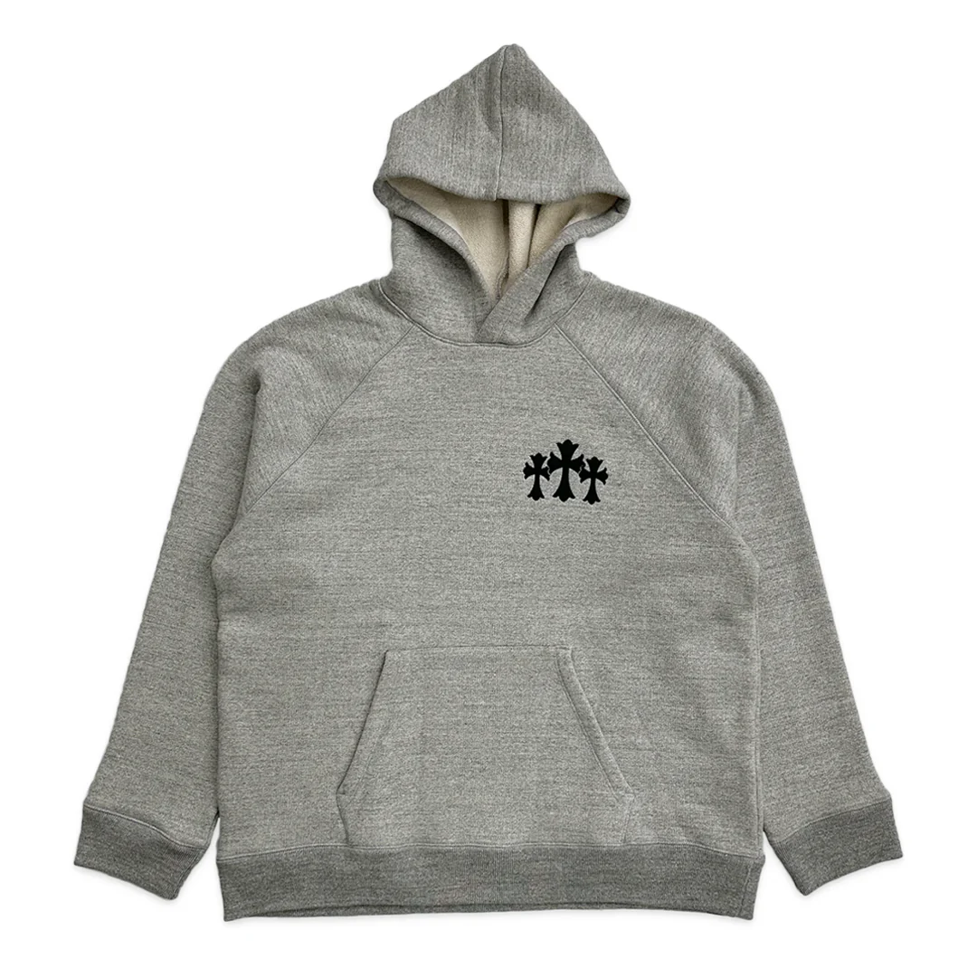 Chrome Hearts Triple Cross Nylon CH Logo Hoodie Grey