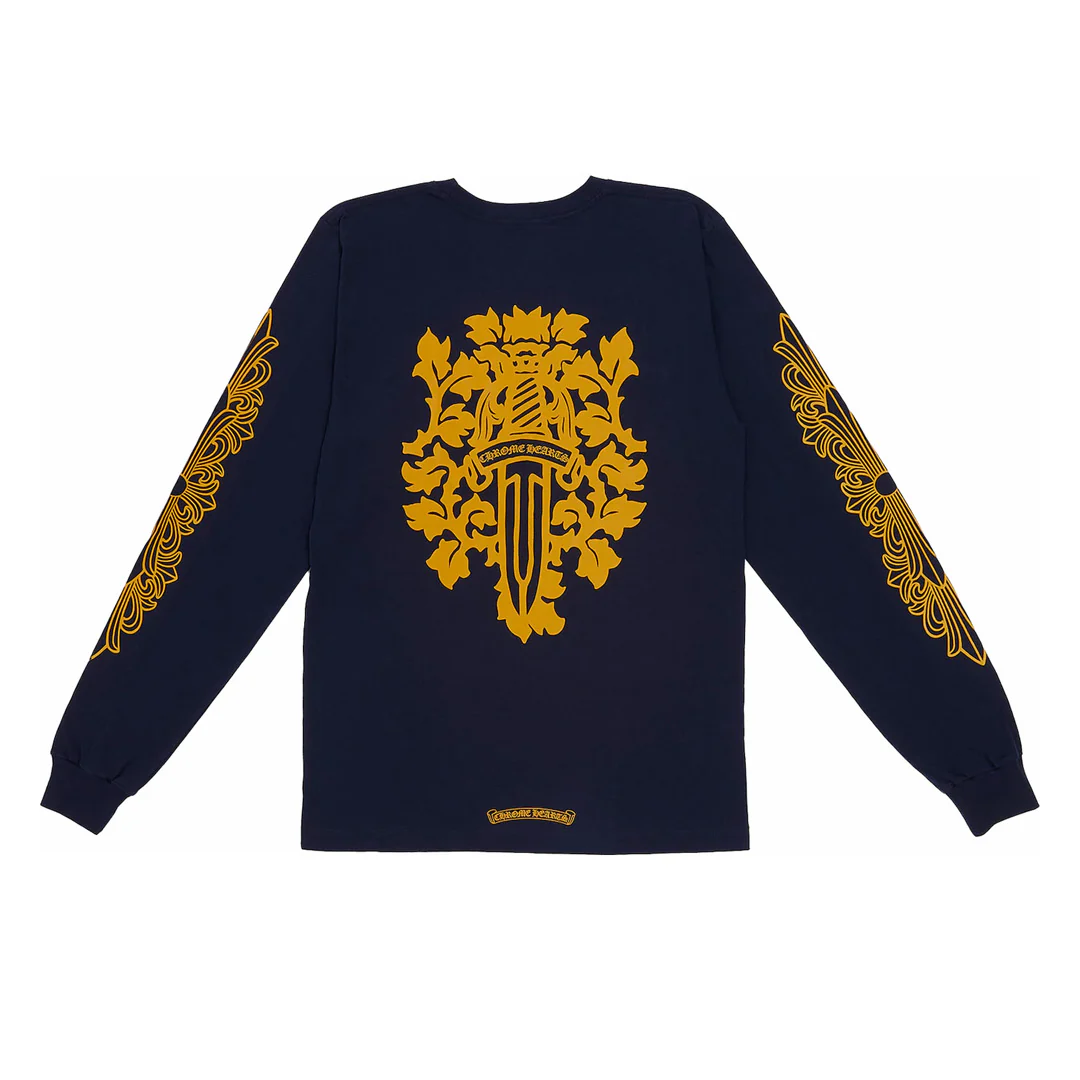 Chrome Hearts V89 Dagger Long Sleeve T-Shirt Navy