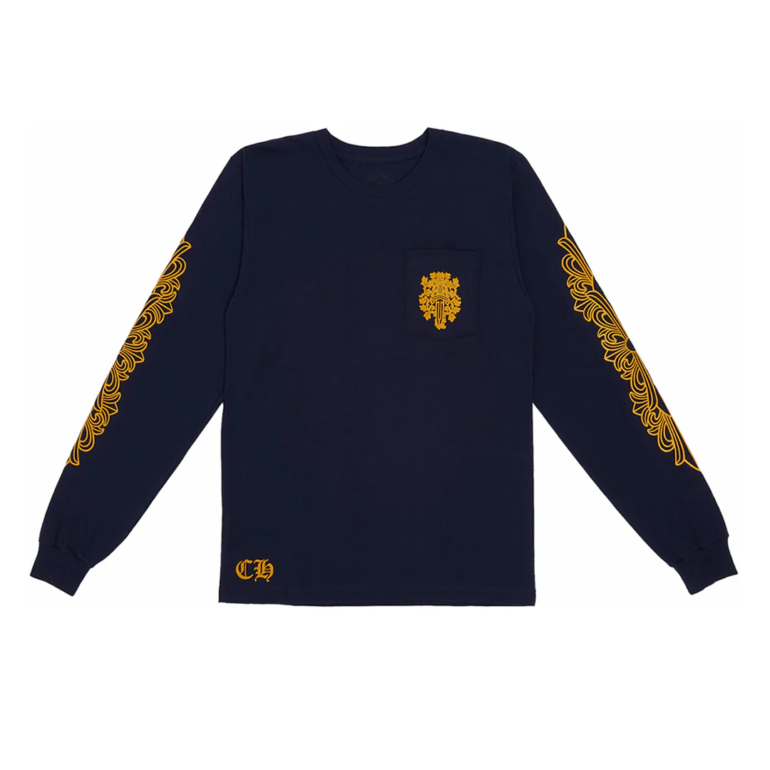Chrome Hearts V89 Dagger Long Sleeve T-Shirt Navy - Image 2
