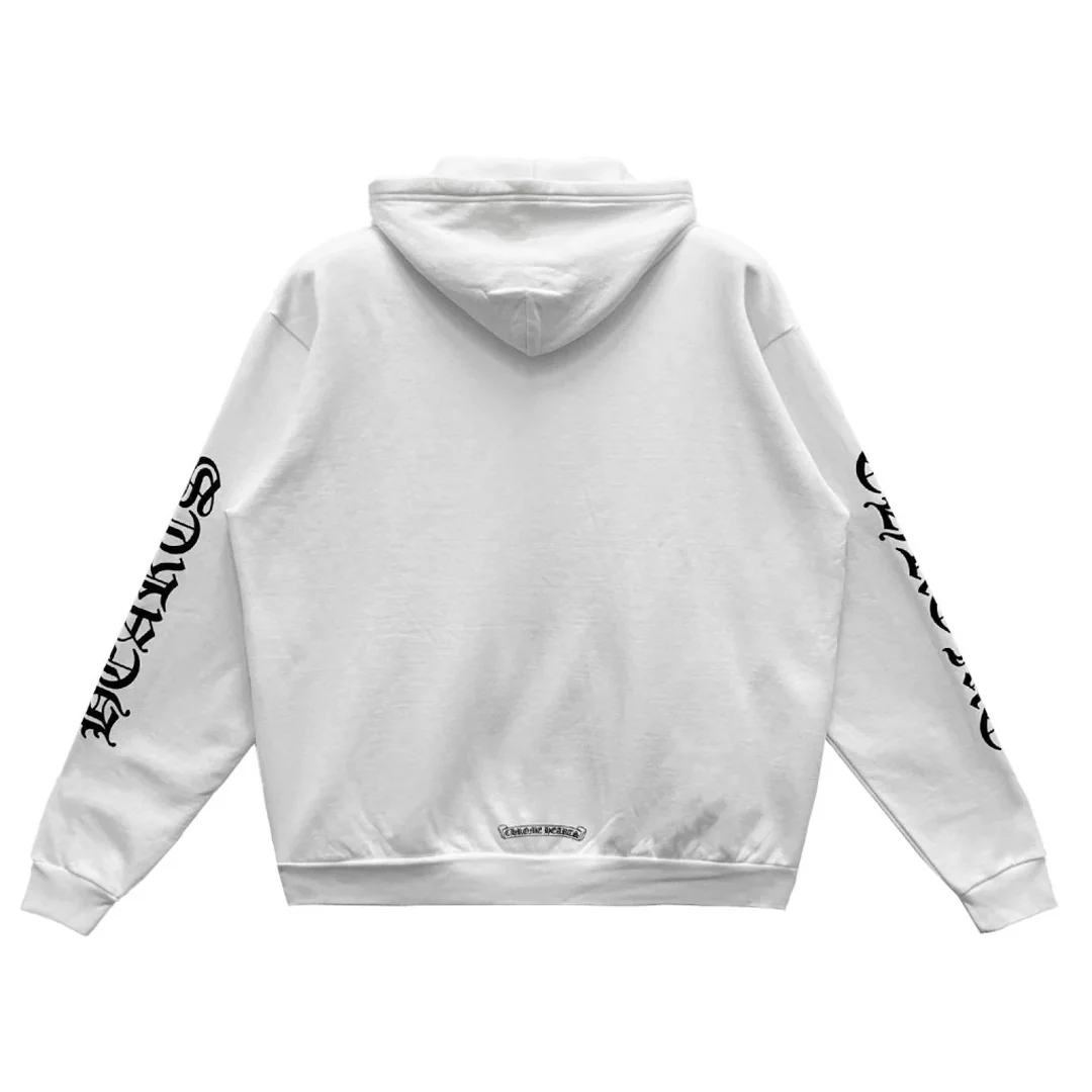 Chrome Hearts Vertical Logo Zip Up Hoodie White Black - Image 2