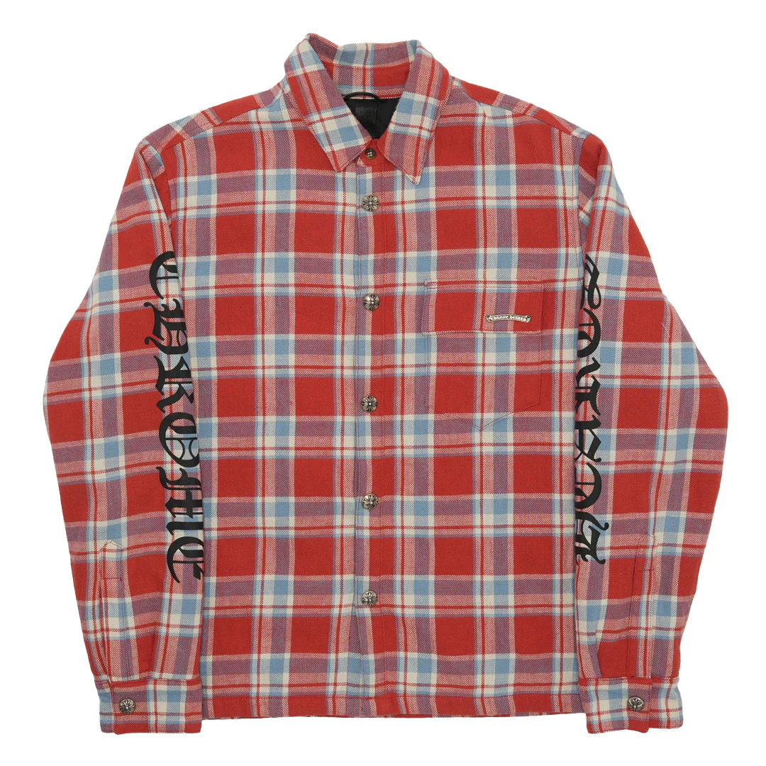 Chrome Hearts Workn Padded Flannel Shirt Jacket Red/Black