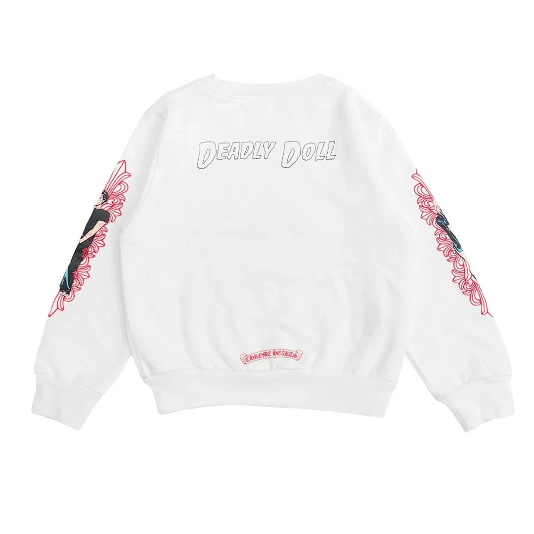 Chrome Hearts x Deadly Doll Horseshoe White Crewneck Sweatshirt (Kids) - Image 2