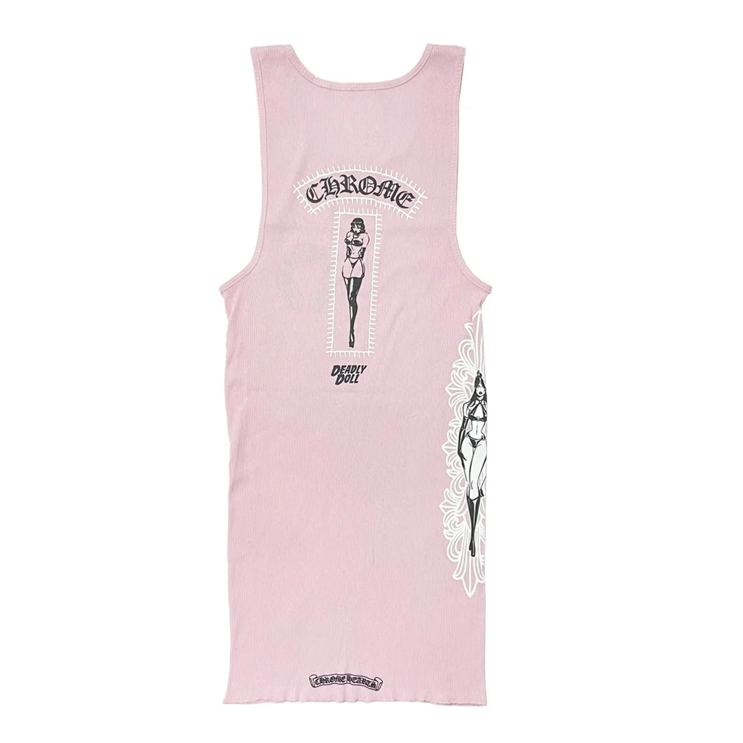 Chrome Hearts x Deadly Doll Rib Art Basel Tank Top Pink - Image 2