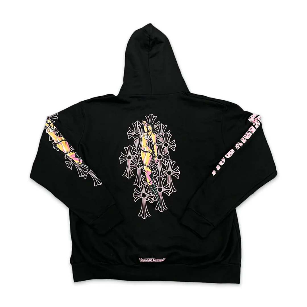 Chrome Hearts x Deadly Doll Zip Up Hoodie Black - Image 2