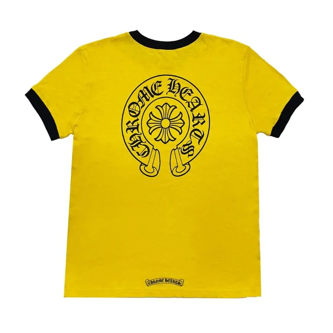 Chrome Hearts Yellow & Black Horseshoe Logo T-Shirt (Womens) - Image 2