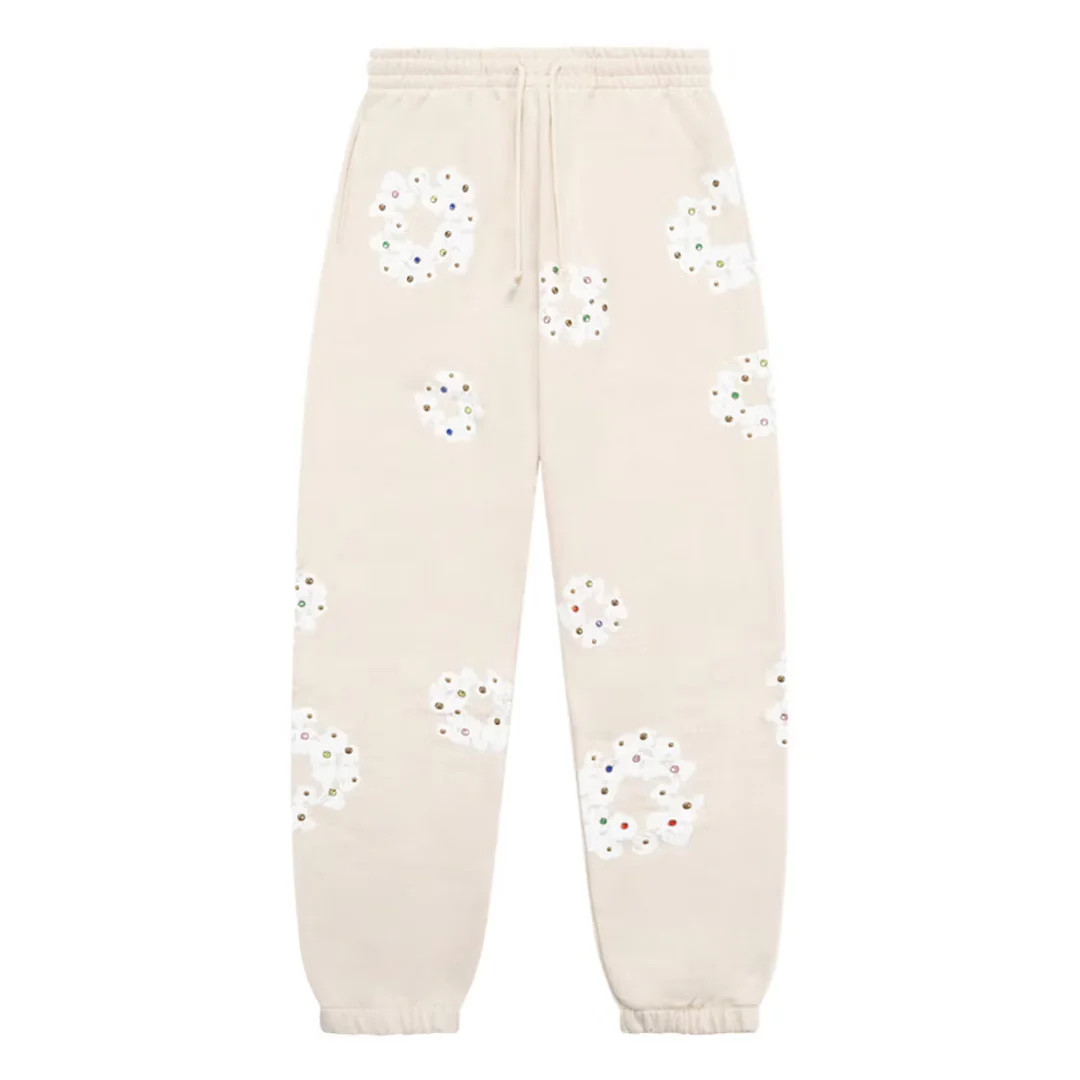 Denim Tears Rhinestone Cotton Wreath Sweatpants Oatmeal