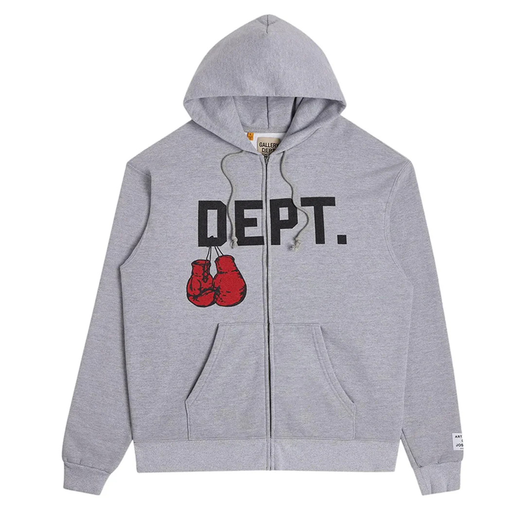 Gallery Dept. Boxing Merch Zip Up Hoodie Heather Grey
