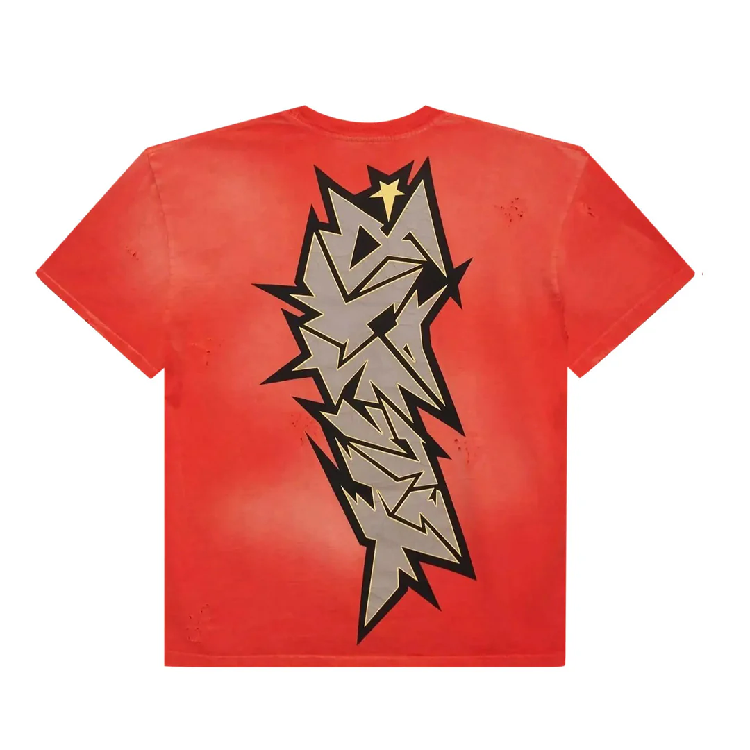 Hellstar Cracked Print T-Shirt Red - Image 2