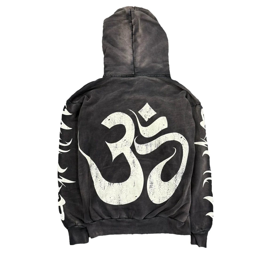 Hellstar OHM Zip Up Hoodie Black - Image 2
