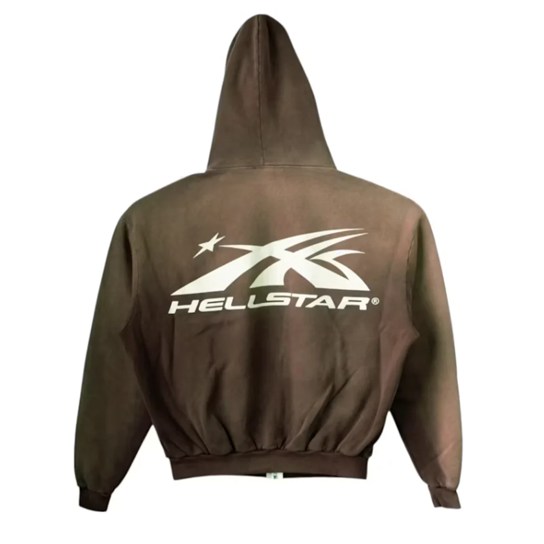 Hellstar Sports Zip Up Hoodie Brown - Image 2