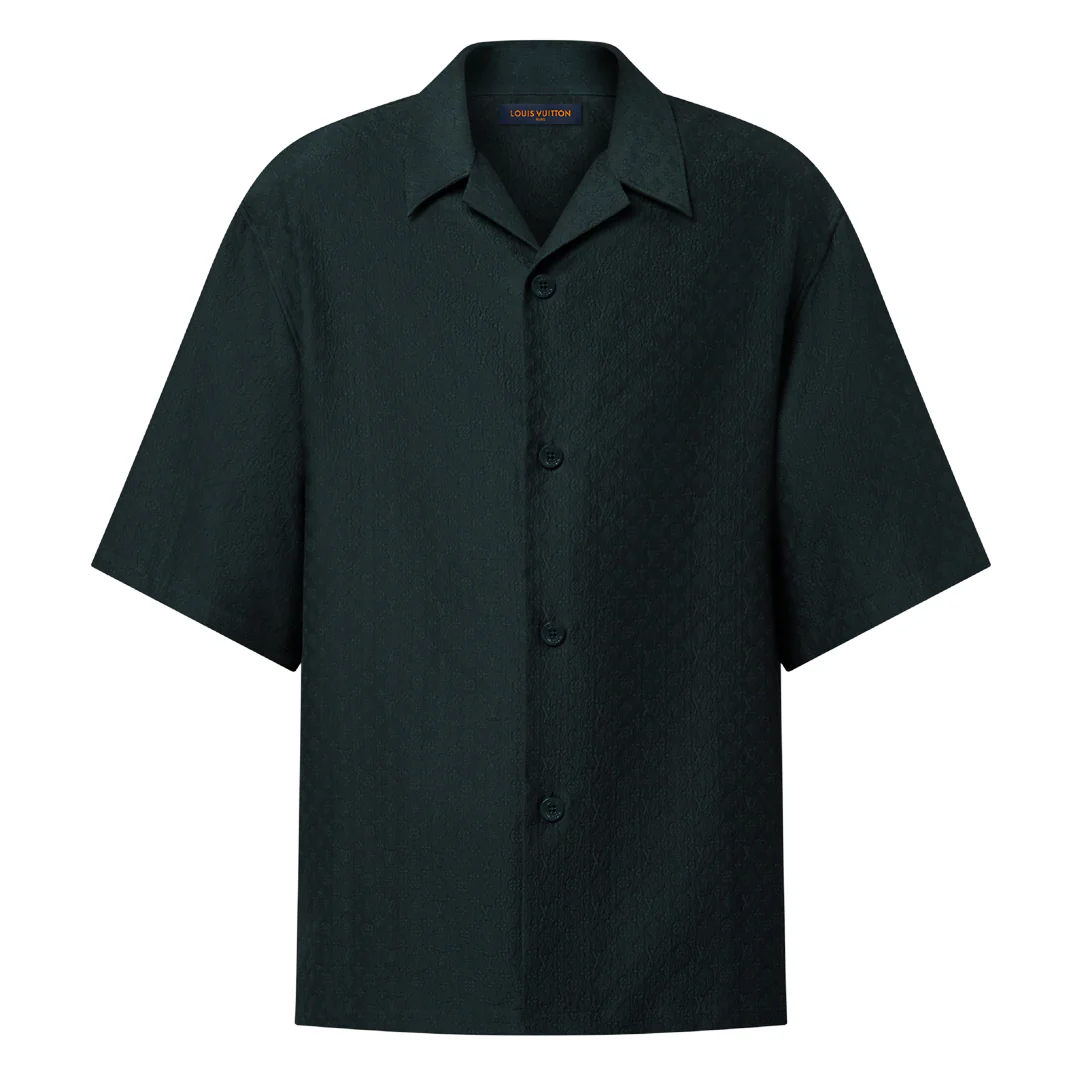 Louis Vuitton Black Mini Monogram Silk-Cotton Blend Short-Sleeved Shirt