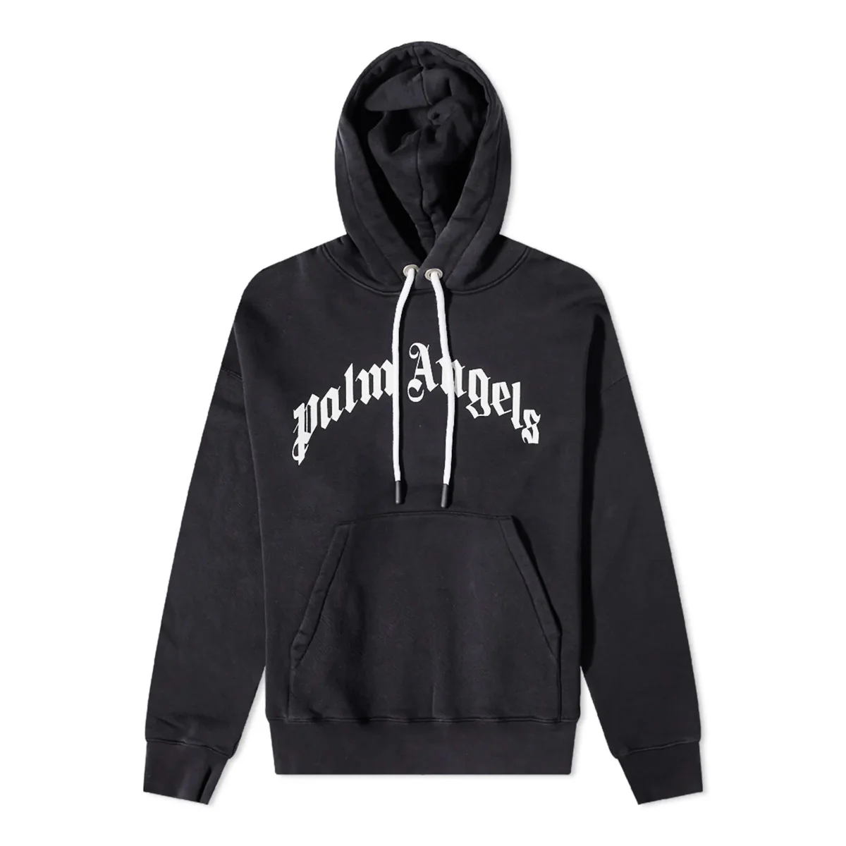 Palm Angels Curved Logo Hoodie Black
