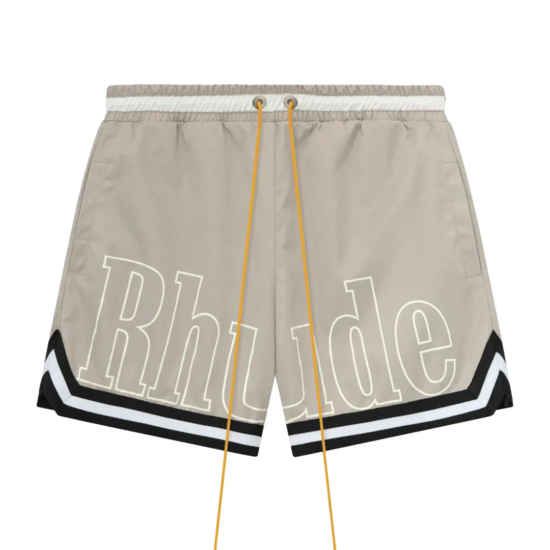 Rhude Basketball Logo Swim Short Elephant Grey