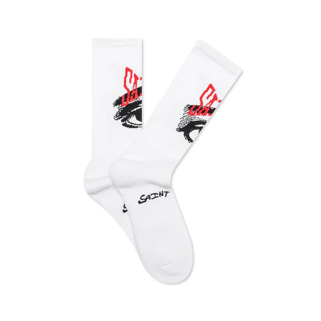 Saint Michael Eyes Socks White