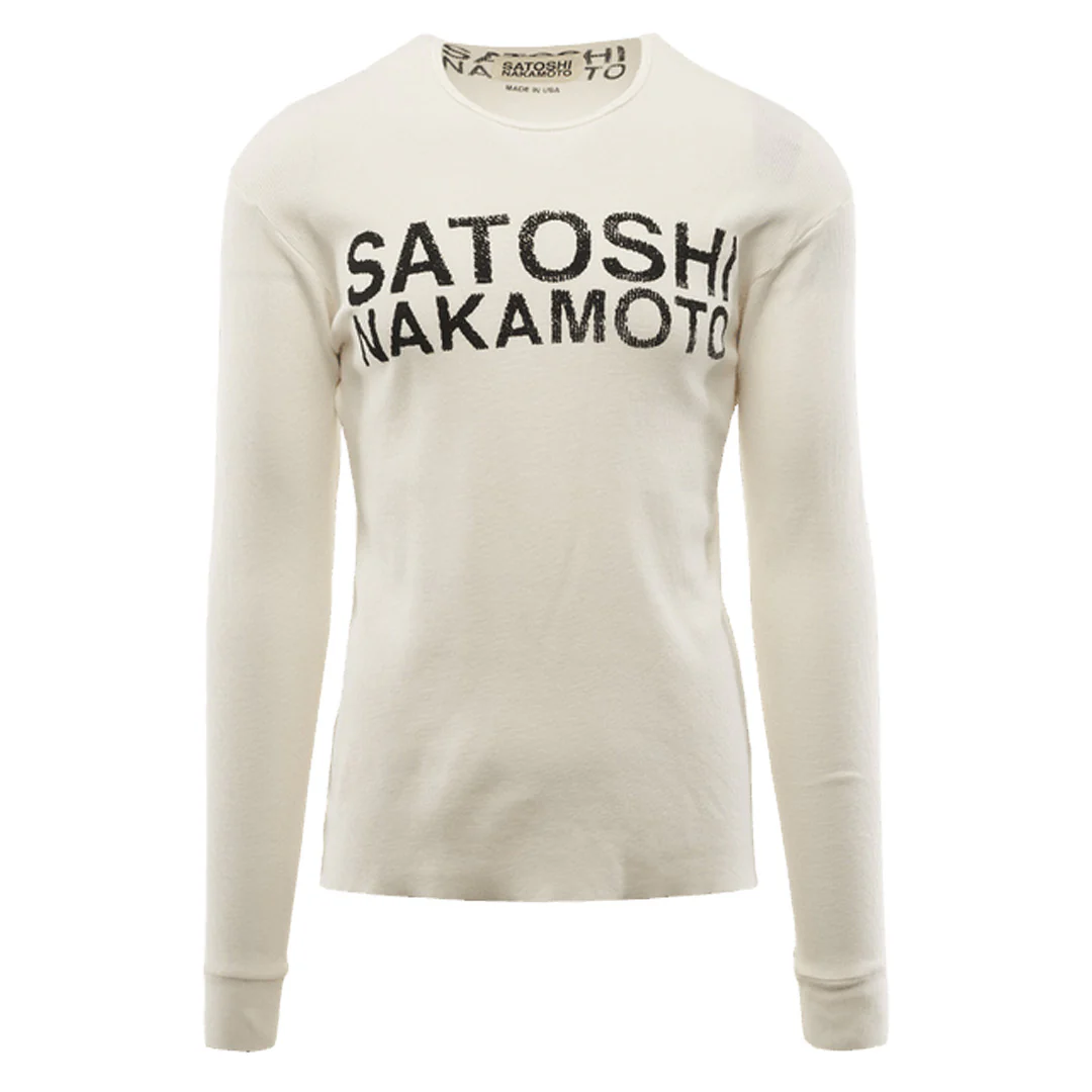 Satoshi Nakamoto Logo Thermal Long Sleeve T-Shirt White
