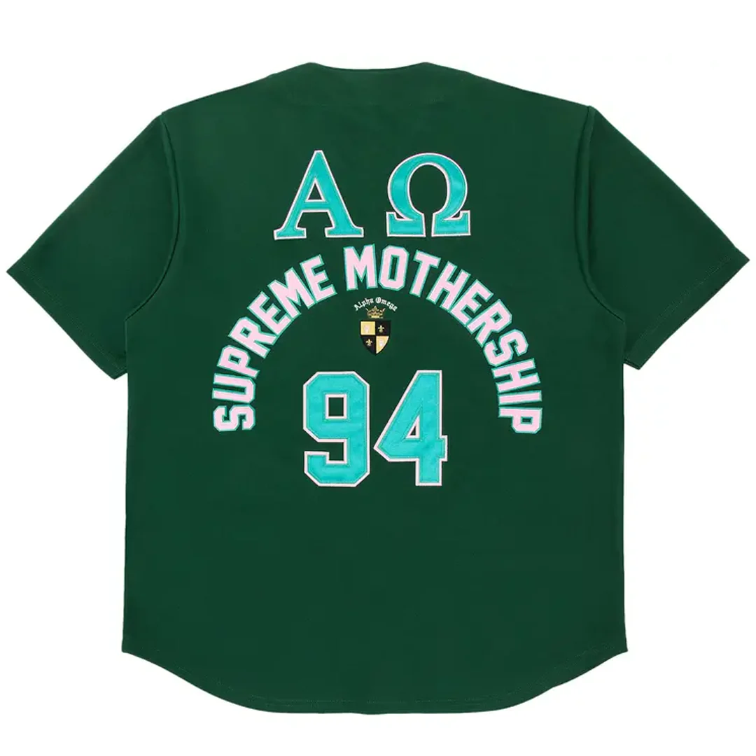 Supreme Alpha Omega Baseball Jersey Green - Image 2