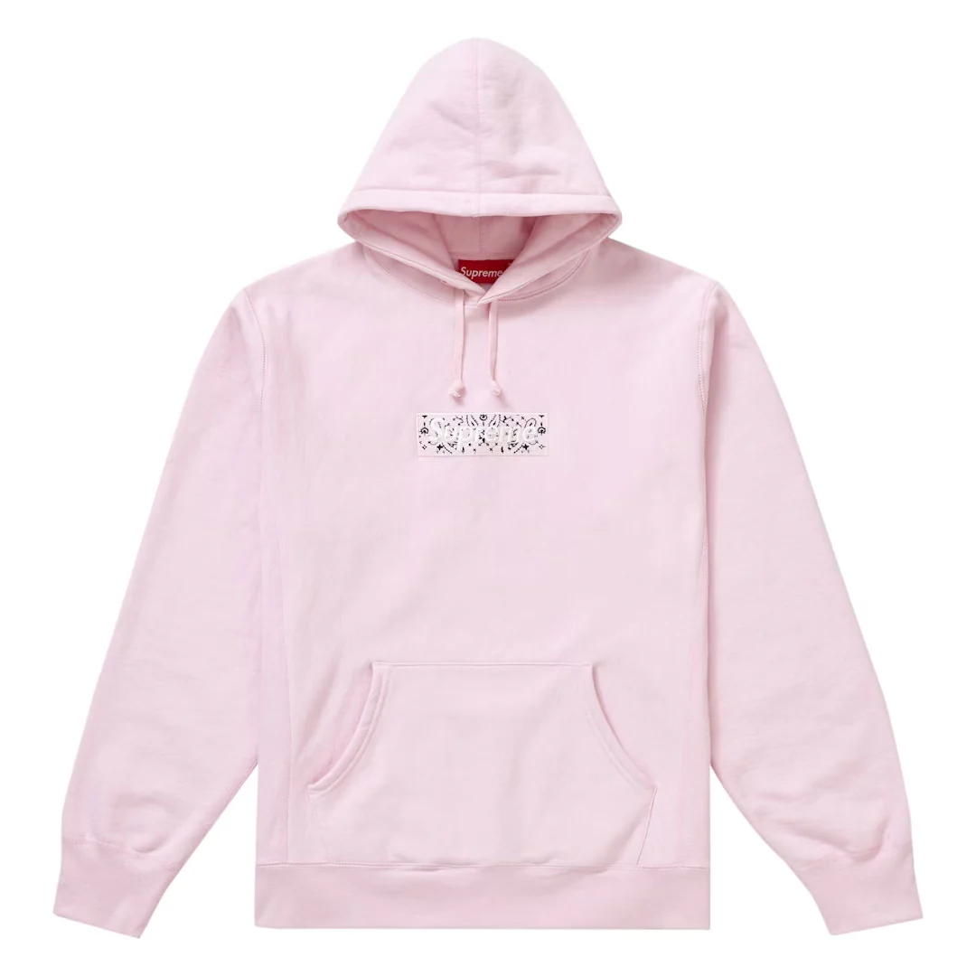 Supreme Bandana Box Logo Hooded Sweatshirt Pink