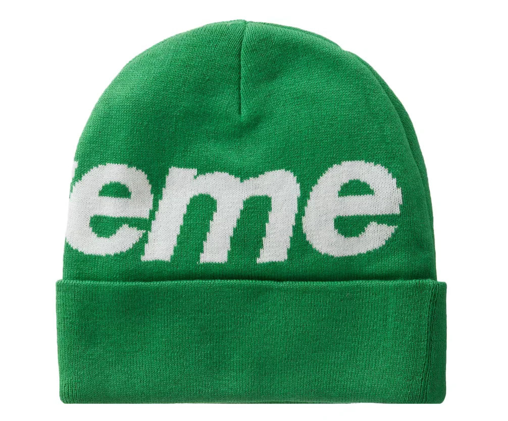 Supreme Big Logo Beanie Green - Image 2