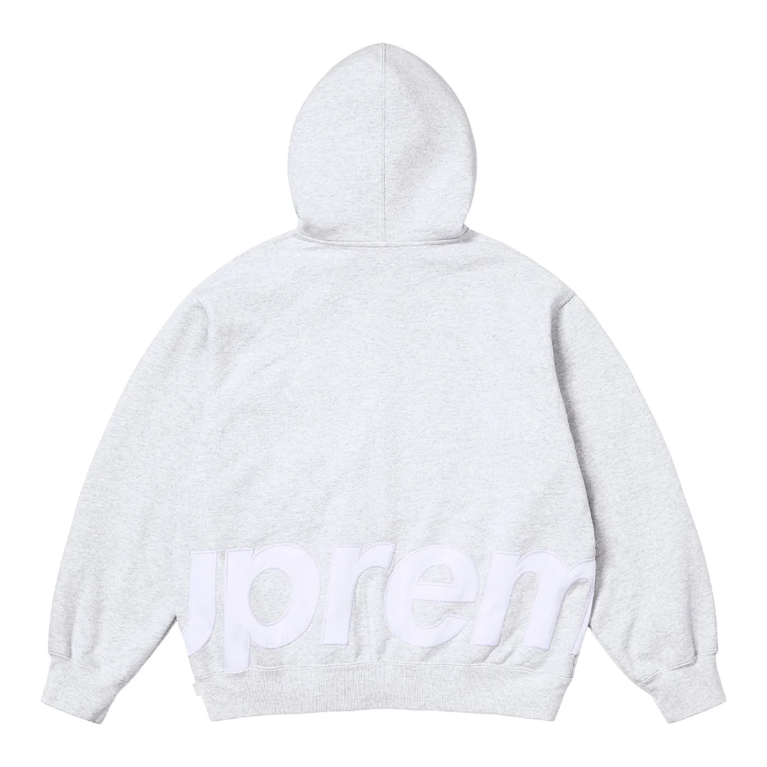 Supreme Big Logo Zip Up Hoodie Ash Grey - Image 2