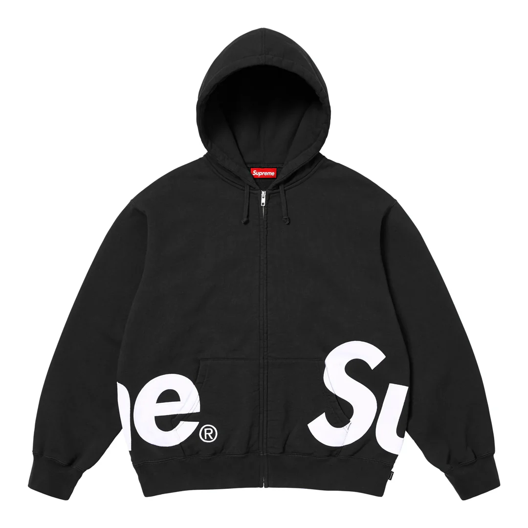 Supreme Big Logo Zip Up Hoodie Black