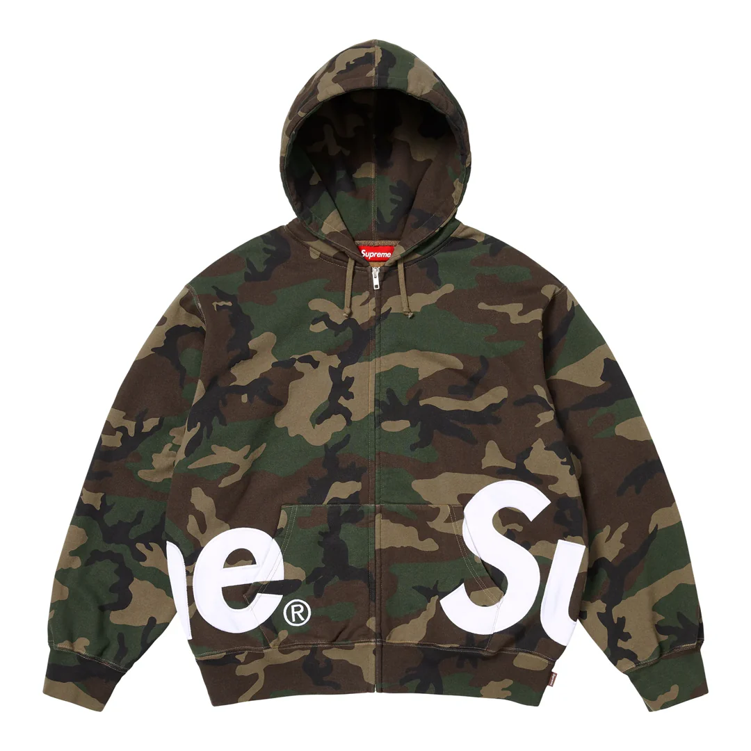 Supreme Big Logo Zip Up Hoodie Camo