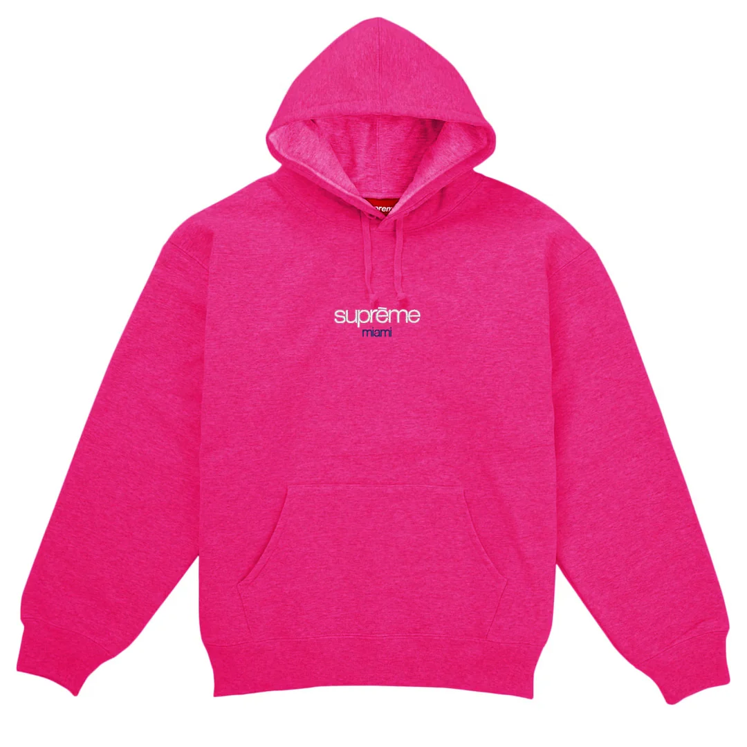 Supreme Classic Logo Miami Exclusive Hoodie Pink