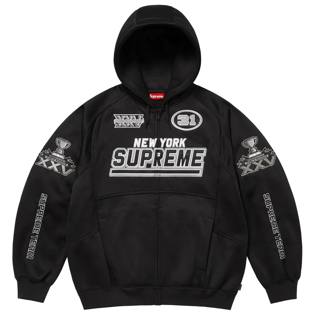 Supreme Football Zip Up Hoodie Black