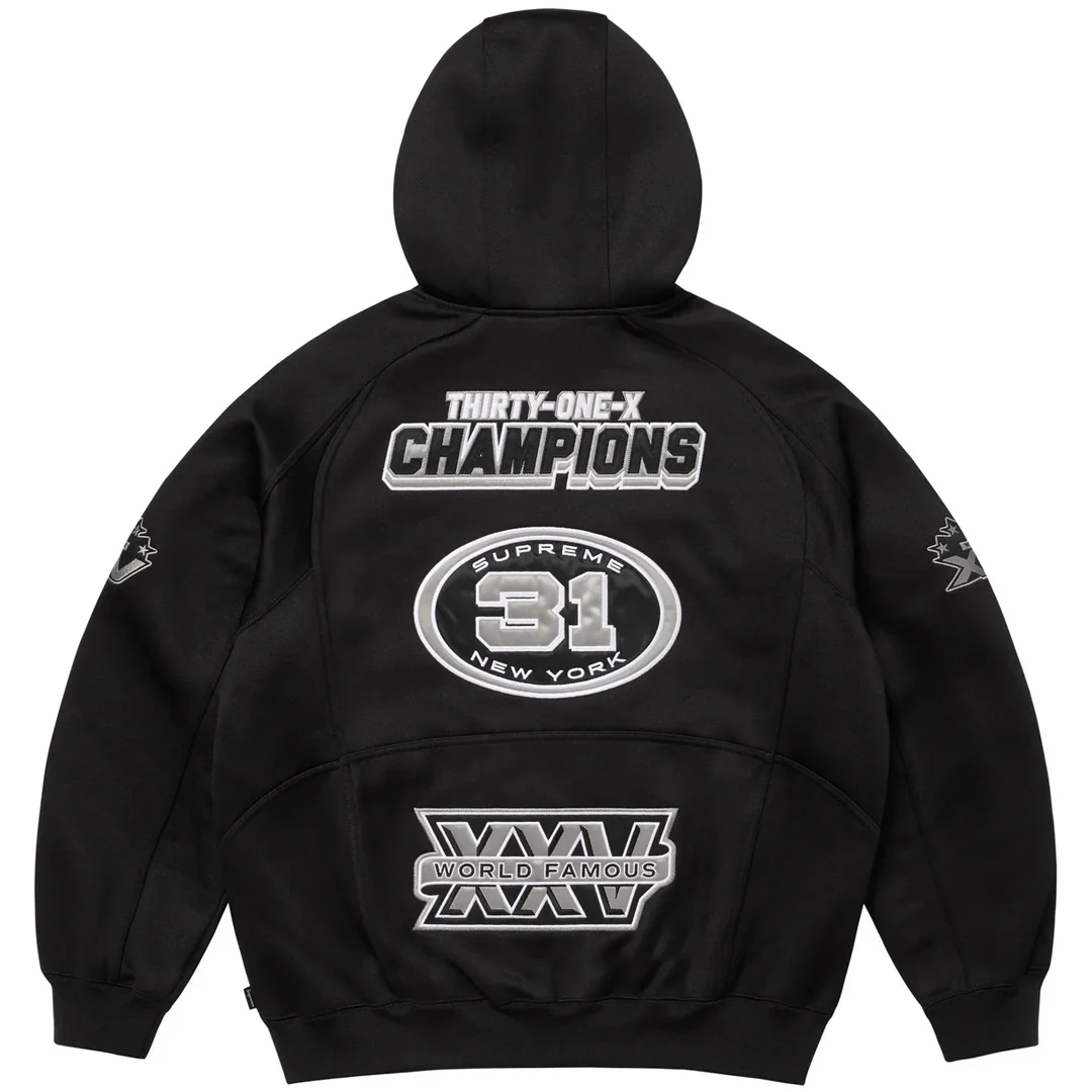 Supreme Football Zip Up Hoodie Black - Image 2