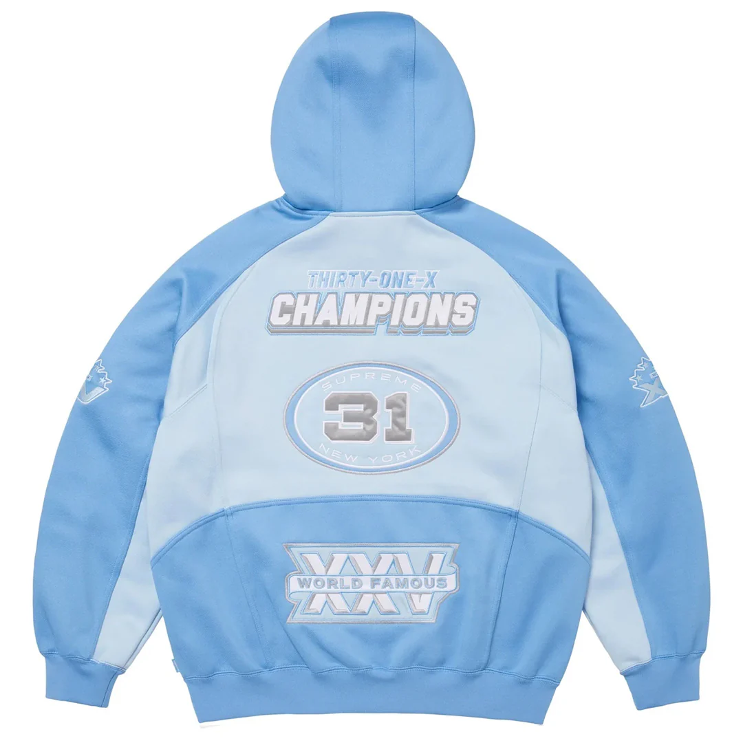 Supreme Football Zip Up Hoodie Light Blue - Image 2