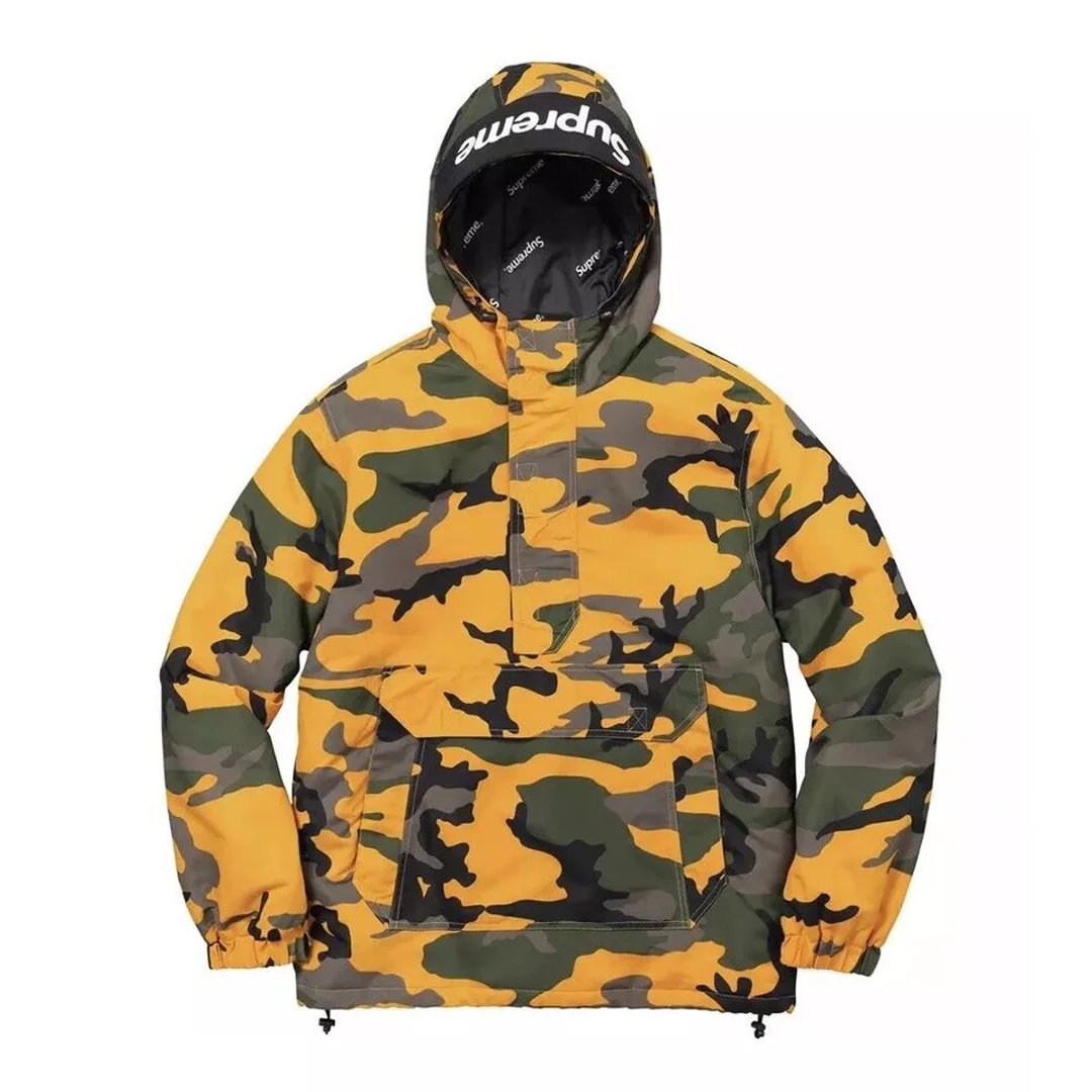 Supreme Hooded Logo Half Zip Pullover Yellow Camo