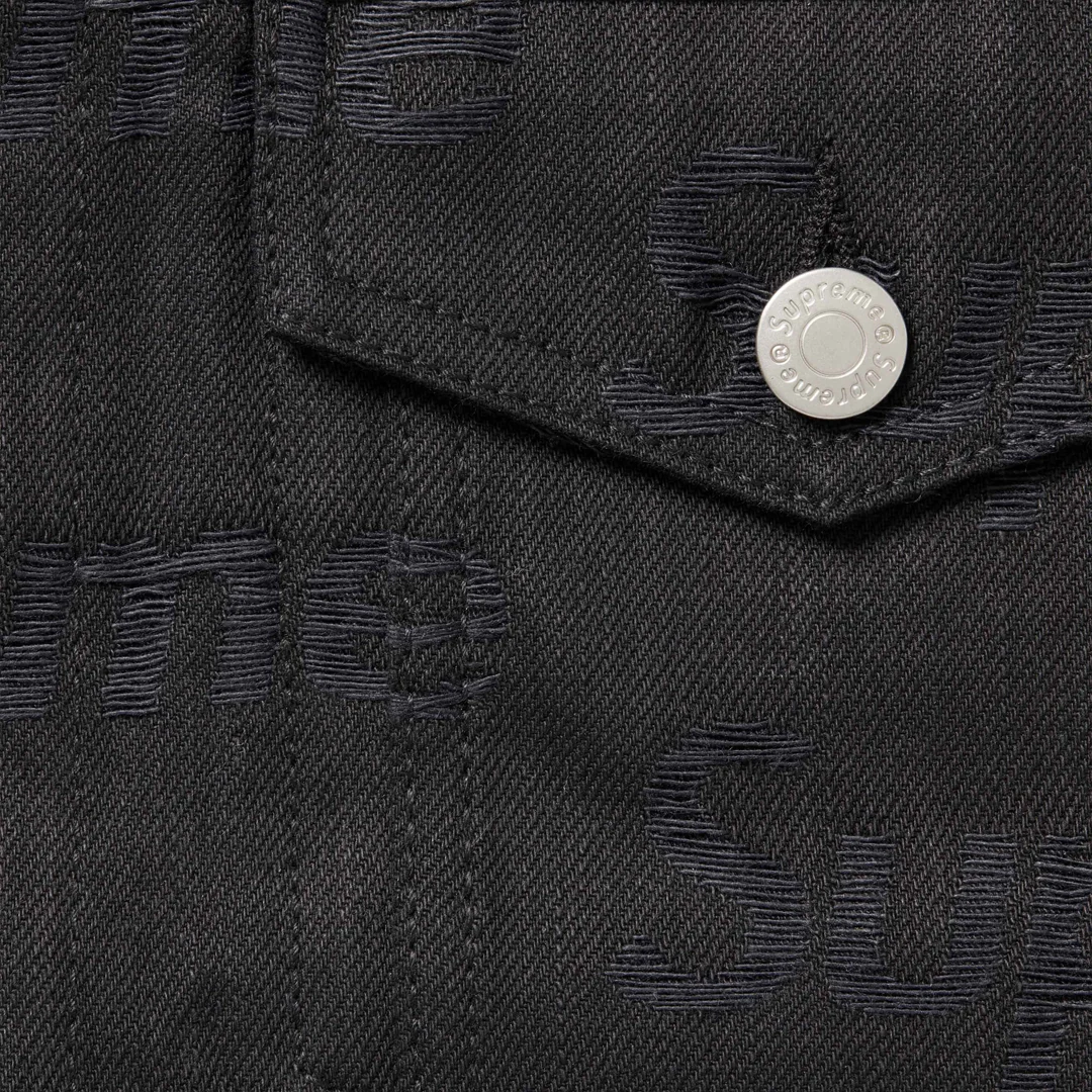 Supreme Jacquard Logos Denim Trucker Jacket Black - Image 2