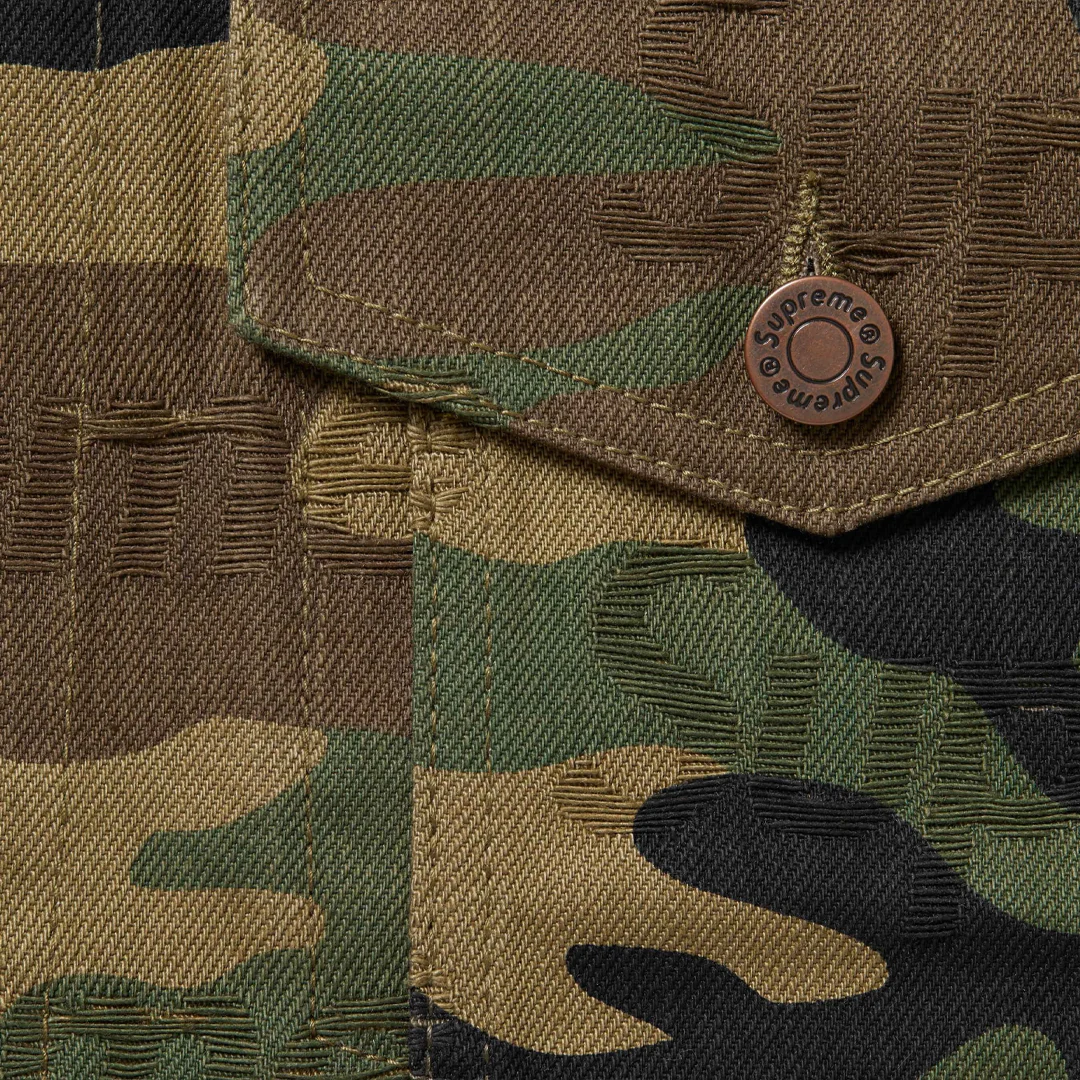 Supreme Jacquard Logos Denim Trucker Jacket Camo - Image 2