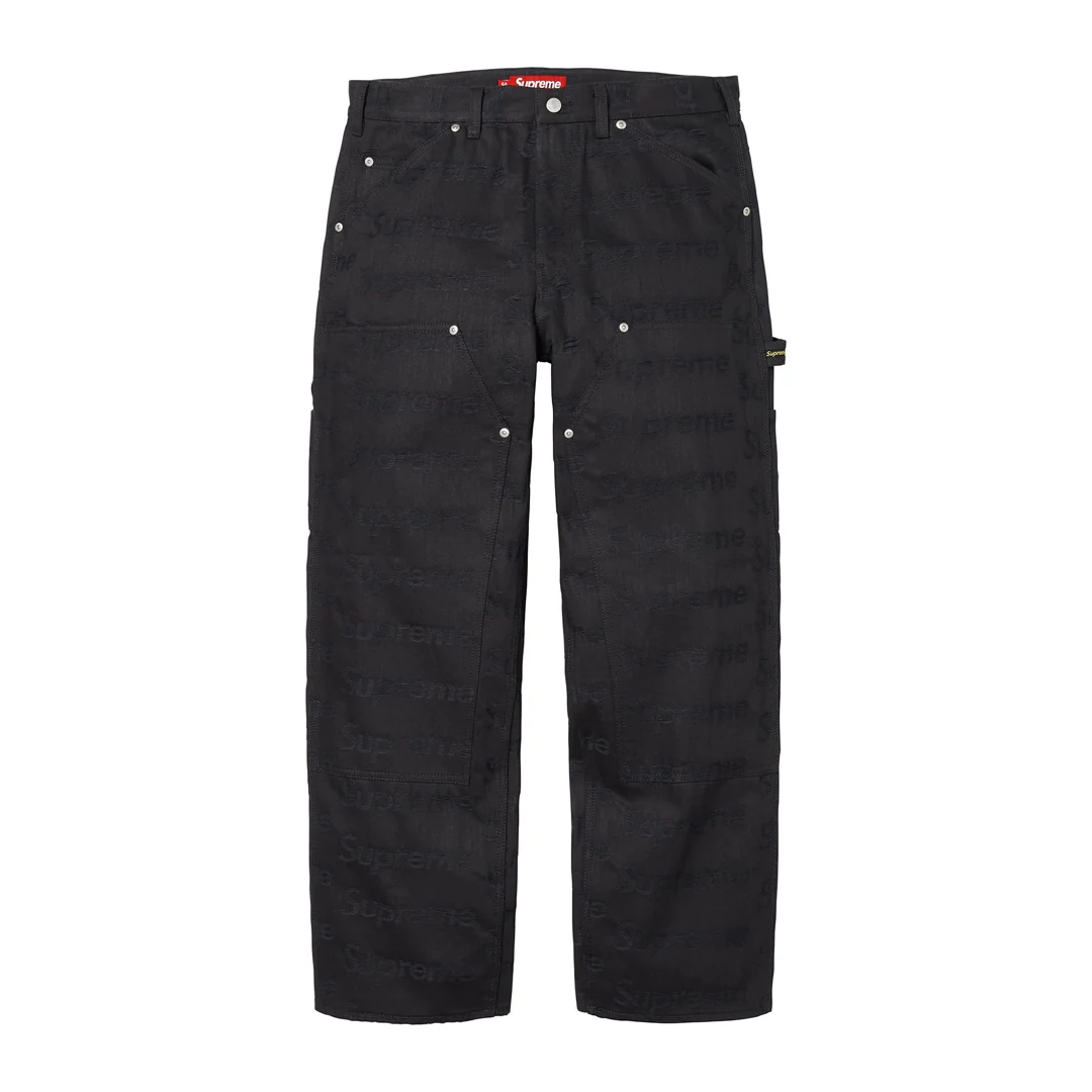 Supreme Jacquard Logos Double Knee Denim Painter Jean Black