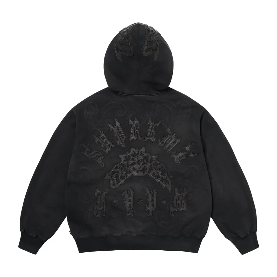 Supreme Leather Applique Zip Up Black - Image 2