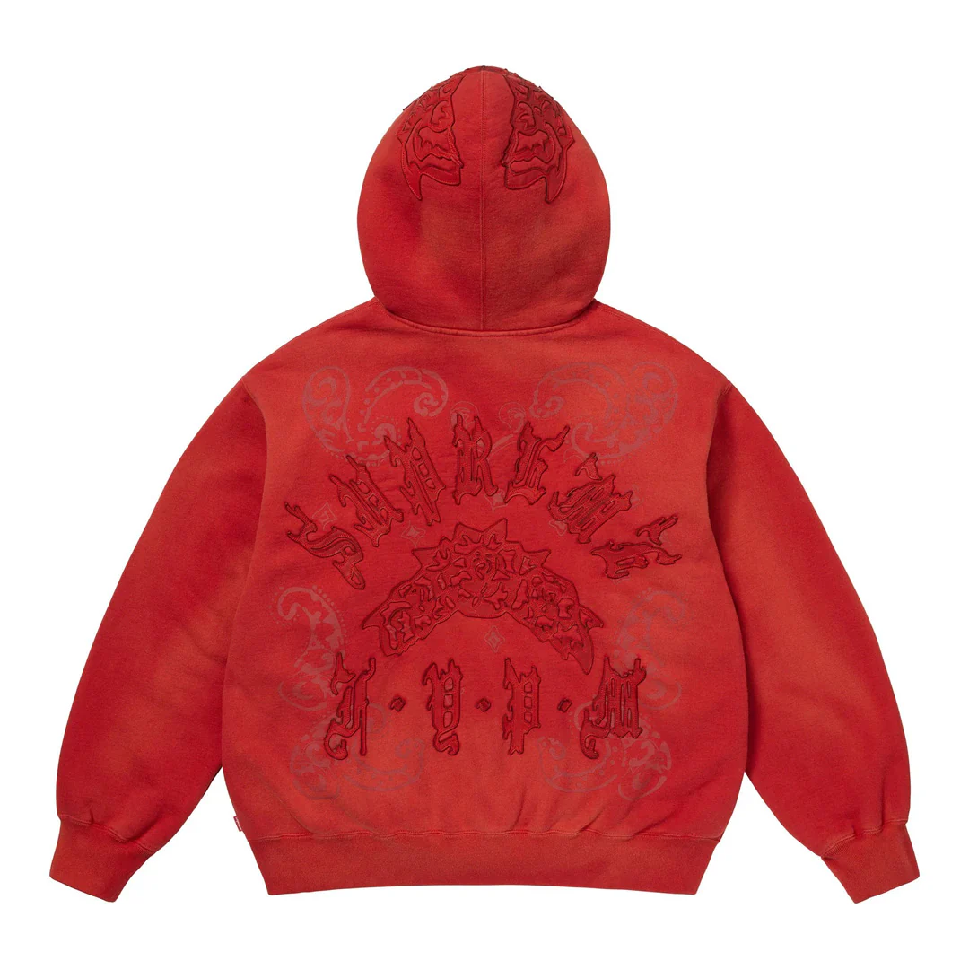 Supreme Leather Applique Zip Up Red - Image 2
