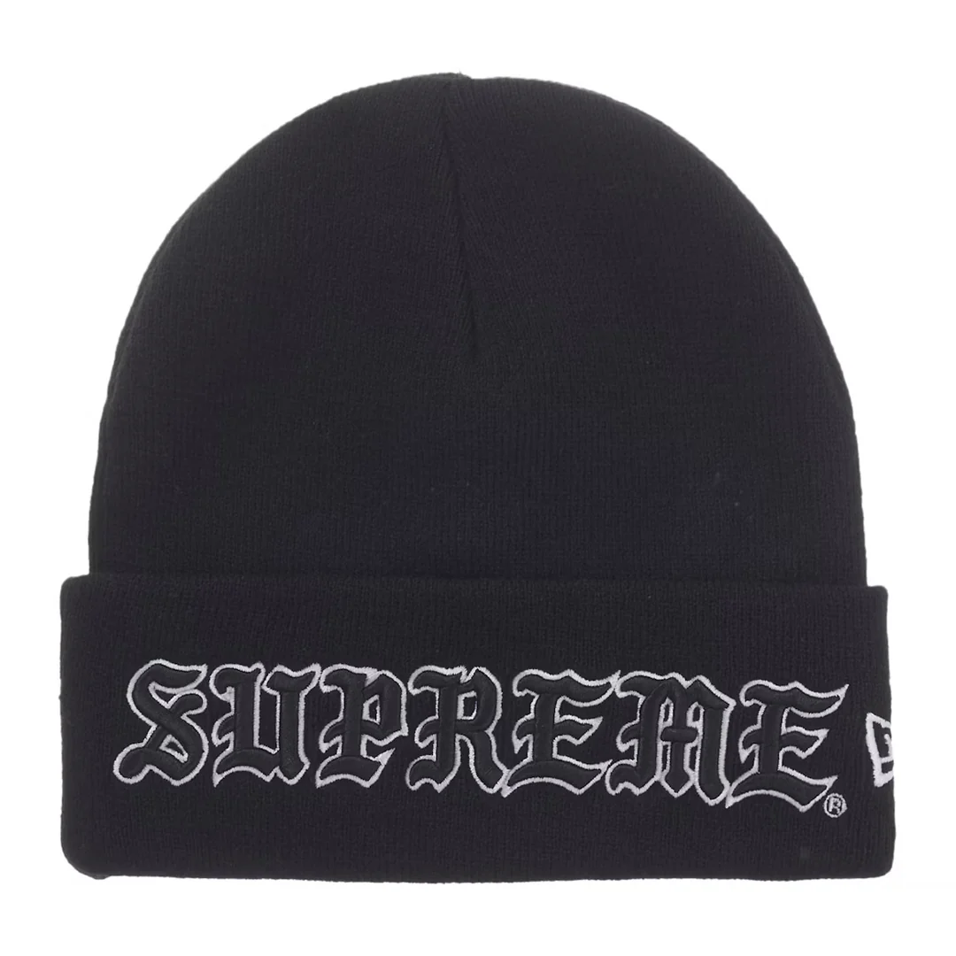 Supreme New Era Old English Beanie Black