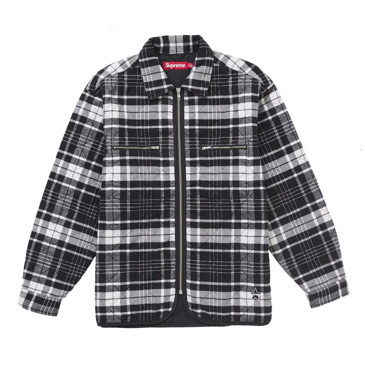 Supreme Quilted Flannel Zip Up Shirt Black