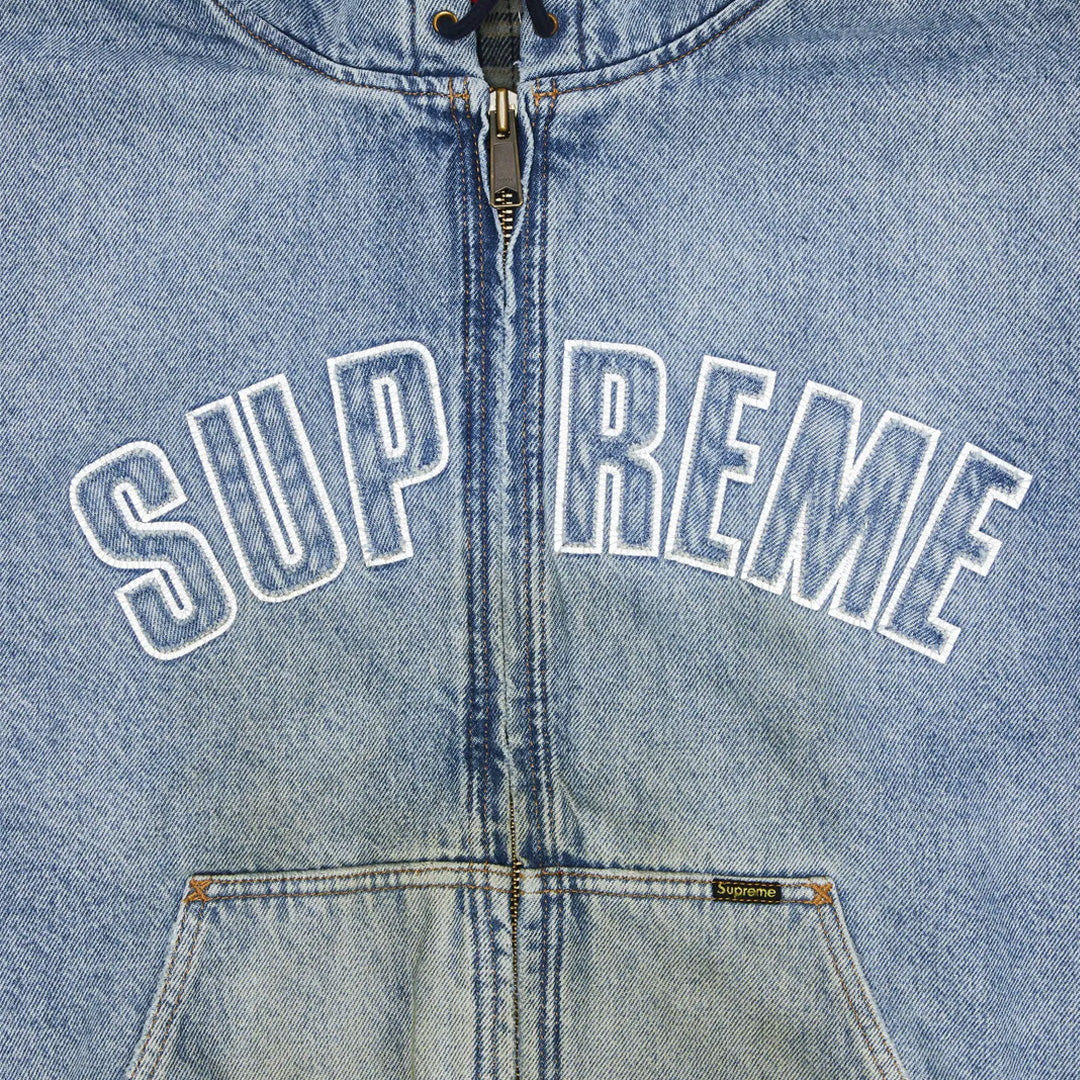 Supreme Reflective Arc Hooded Work Jacket Denim - Image 3