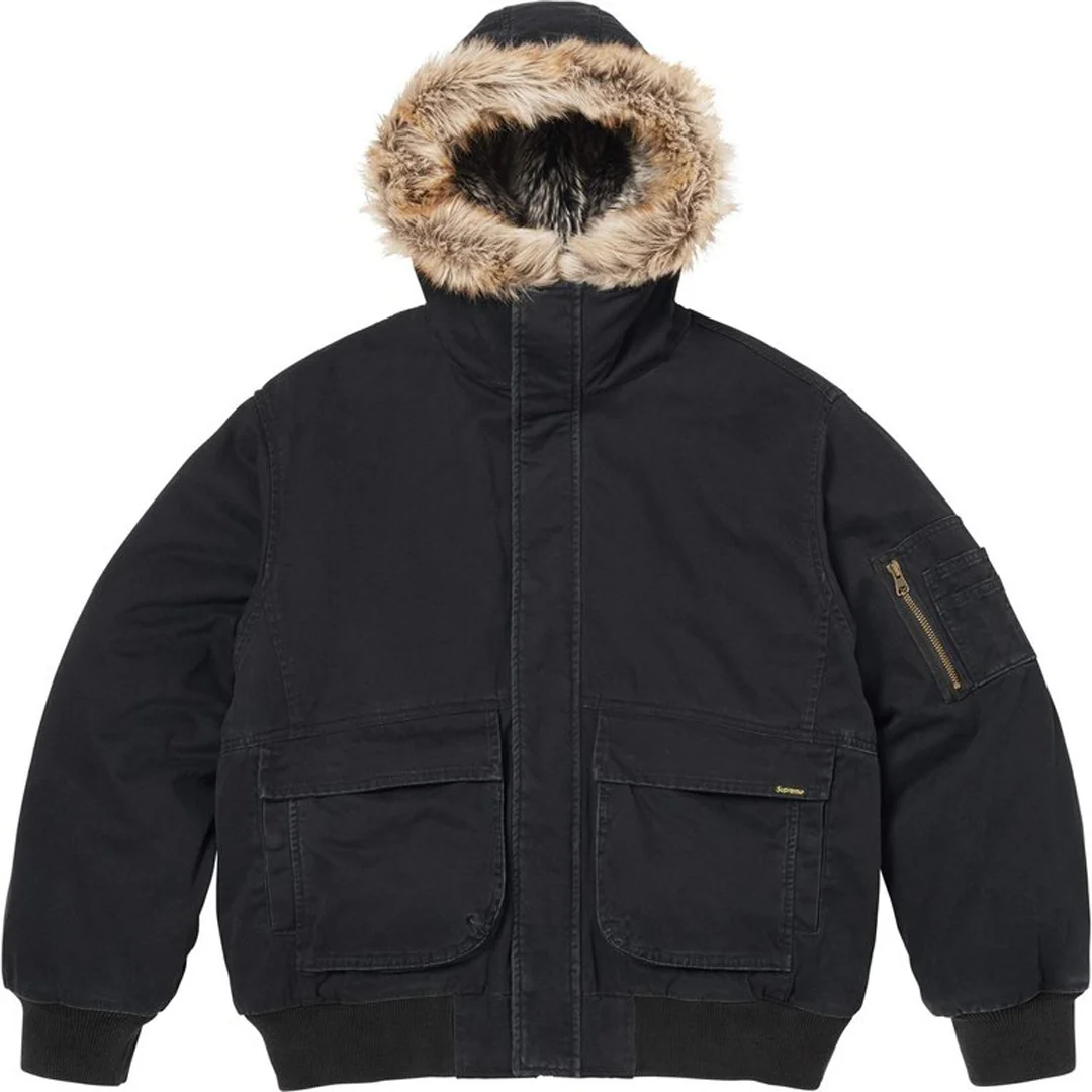 Supreme Reversible Black Faux Fur Hooded Work Jacket - Image 2