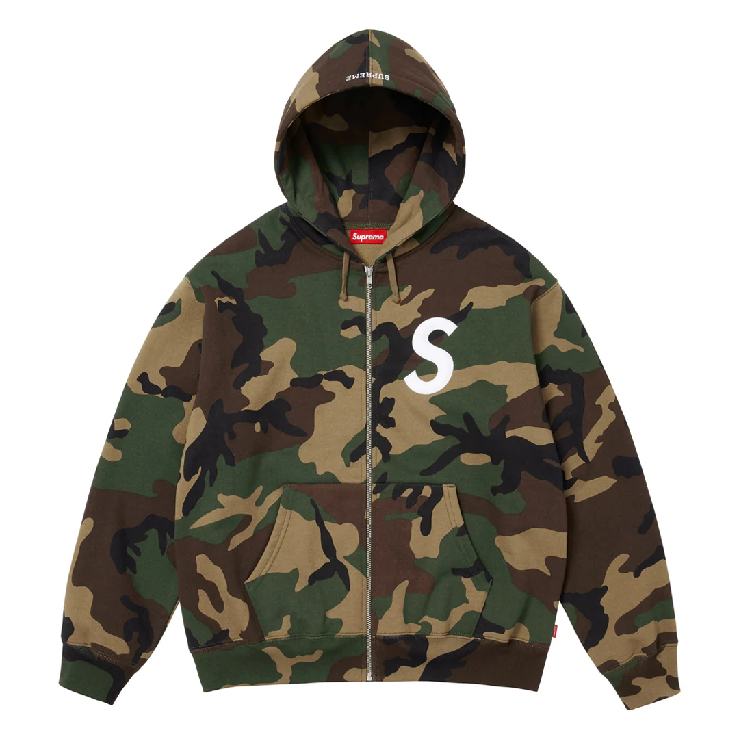 Supreme S Logo Zip Up Hoodie Camo