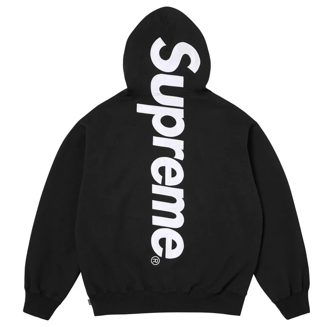 Supreme Satin Appliqué Hoodie Black