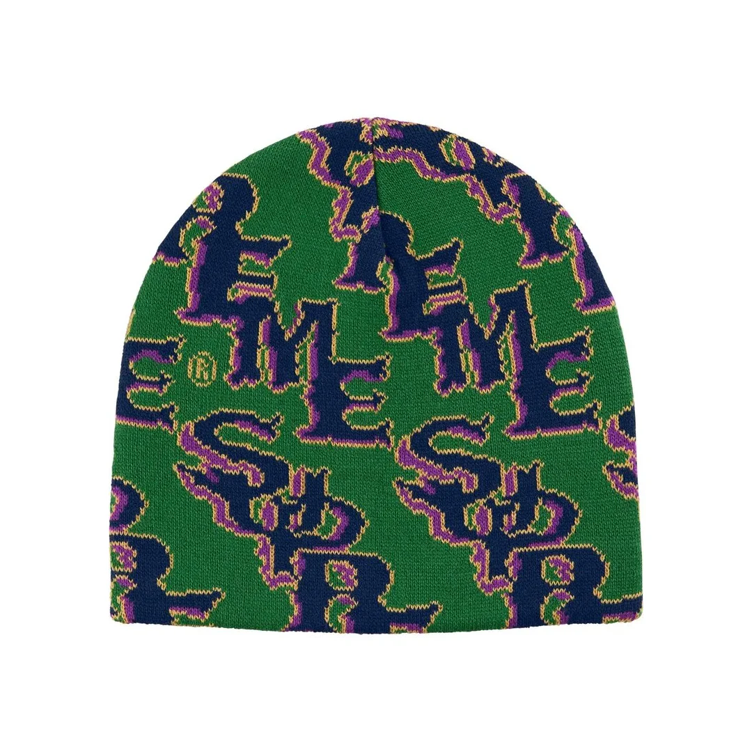 Supreme Slanted Gothic Outline Beanie Green