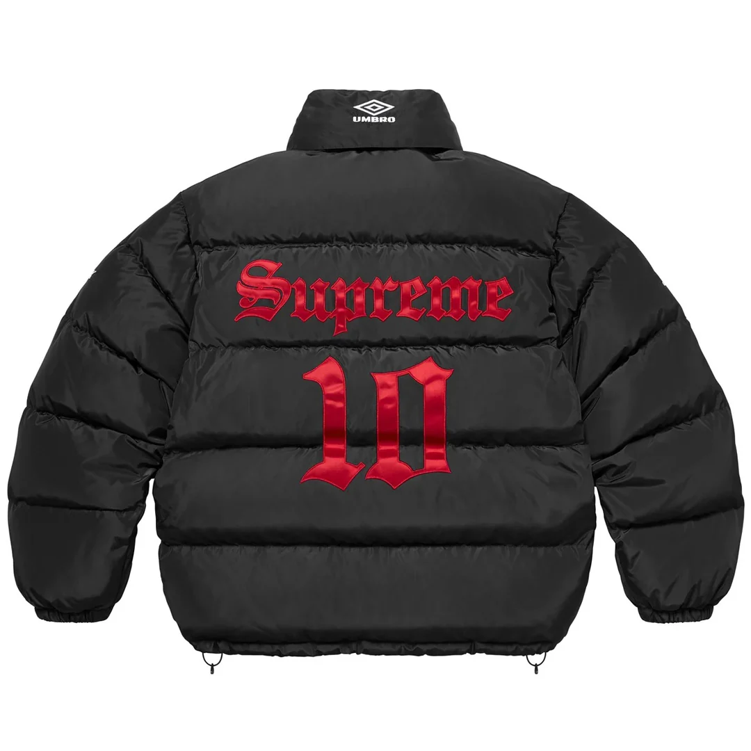 Supreme Umbro Down Puffer Jacket Black Red - Image 2