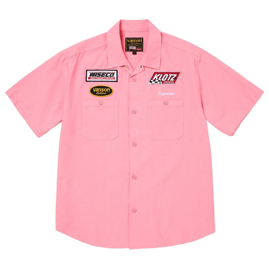Supreme Vanson Leather Work Shirt Pink