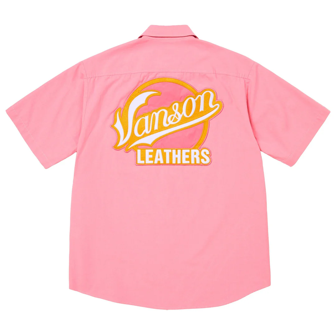 Supreme Vanson Leather Work Shirt Pink - Image 2